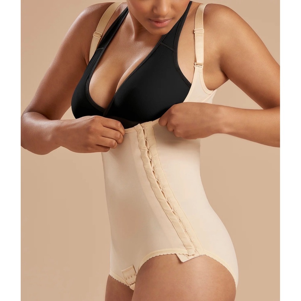 Marena Recovery SFBHA High Back Girdle Compression Bodysuit Black Small NIP
